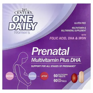 21st Century Prenatal Multivitamin Plus DHA, 2 Bottles, 60 Tablets / 60 Softgels | HSA/FSA Eligible