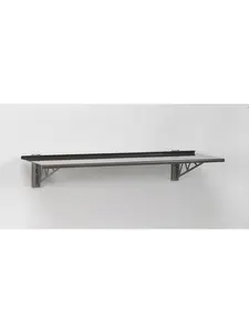 212 MAIN Geometric Puzzle Series Wall Shelf Kit (Wallscapes PZ6018CMBRCL1) - Metal Alloy 7x24 Shelves, Transparent Bridge Brackets for Room Decor