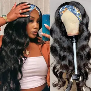 Body Wave Headband Wig Human Hair Glueless Wig Full Machine Made Wig 100% Brazilian Human Hair Wigs 180 Density For Women