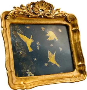 5x7 Vintage Picture Frame, Antique Bronze Gold Ornate Carved Horizontal Landscape Frame with Glass Front, Tabletop & Wall Hanging Retro Home Decor Photo Gallery Art