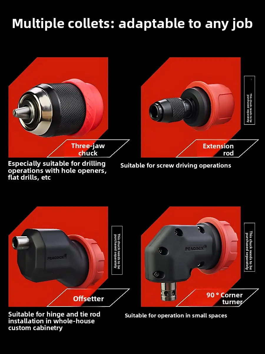 Electric Wrench Adapter Chuck Accessories，offset adapter 90° angle driver  extension bar