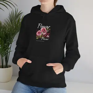 Flower Power Hoodie Pink Roses Graphic Pullover Fitted Casual Summer Medium Length Soft Cotton Poly Blend Kangaroo Pocket Double Lined Hood