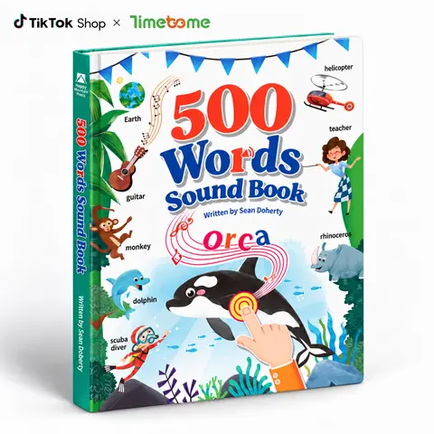 2026-TIMETOME 500 Words Sound Book for Kids – Interactive Educational Toy with 23 Themes, Touch-Activated Audio Book for Vocabulary Development, Preschool Learning and Early Education, Waterproof & Tear-Resistant