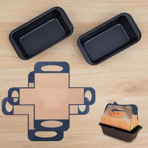 2 pcs Loaf Pan with Liners Set Reusable Food-Grade Silicone Bread Baking Mat Rectangular Baking Tray for Homemade Oven Baking