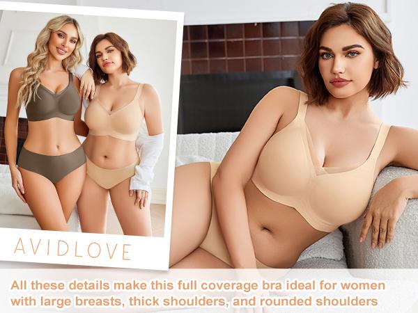 Womens Seamless Bras No Underwire V Mesh Comfort Bralette Full Coverage Push Up Everyday T-Shirt Bra