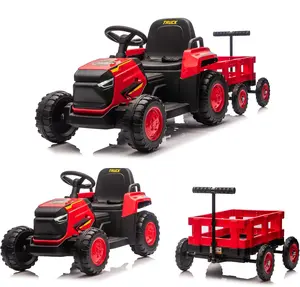 Toddlers Ride on Tractor with Detachable Garden Cart, 12V Electric Kids’ Vehicle with Trailer, Ages 3–8, Max Load 66 Lbs, Up to 2.5 Mph, Battery-Powered 8-Wheel, Remote Control, Garden Game
