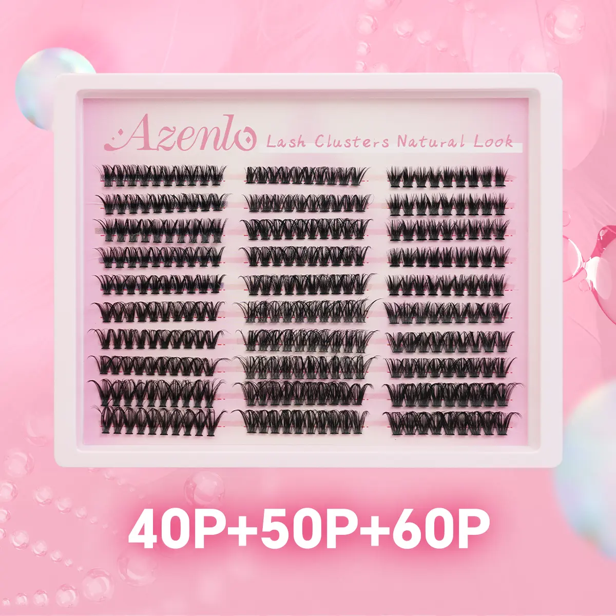 AZENLO FASH Hybrid False Eyelash Set, 40p+50p+60p Flat Powder Tow DlY Natural Eyelash Extension with Eyelash Adhesive, Sealant, Tweezers, Brush Automatic Eyelash Extension for Curled Eyelashes, Eye Makeup Enhancing False Eyelash,inspeauty lashes Cosmetic