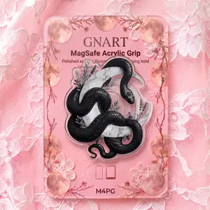 Black Snake Moon Phone Grip Mystical Marble Crescent Acrylic MagSafe Holder Gothic Serpent Phone Stand Witchy Celestial Tech Accessory Romantasy Fan Gift