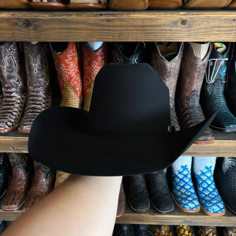 Black Felt Hat Minnick Shape 4 1/4 Brim Classic Western Style Hat for Men and Women