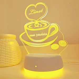 Modern Creative 3D Romantic Coffee Cup LED Night Light, Soft Warm Desk Lamp with Switch Control, USB Powered Home Decor Gift