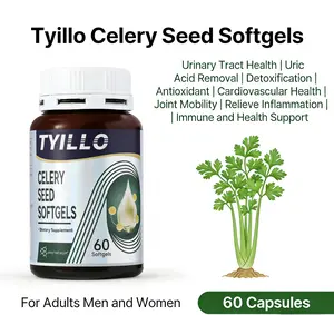 Tyillo Celery Seed Softgels Urinary Tract Health Uric Acid Removal Detoxification Antioxidant Cardiovascular Health Joint Mobility Relieve Inflammation Immune and Health Support Nutritional Supplement For Adults Men and Women 60 Capsules