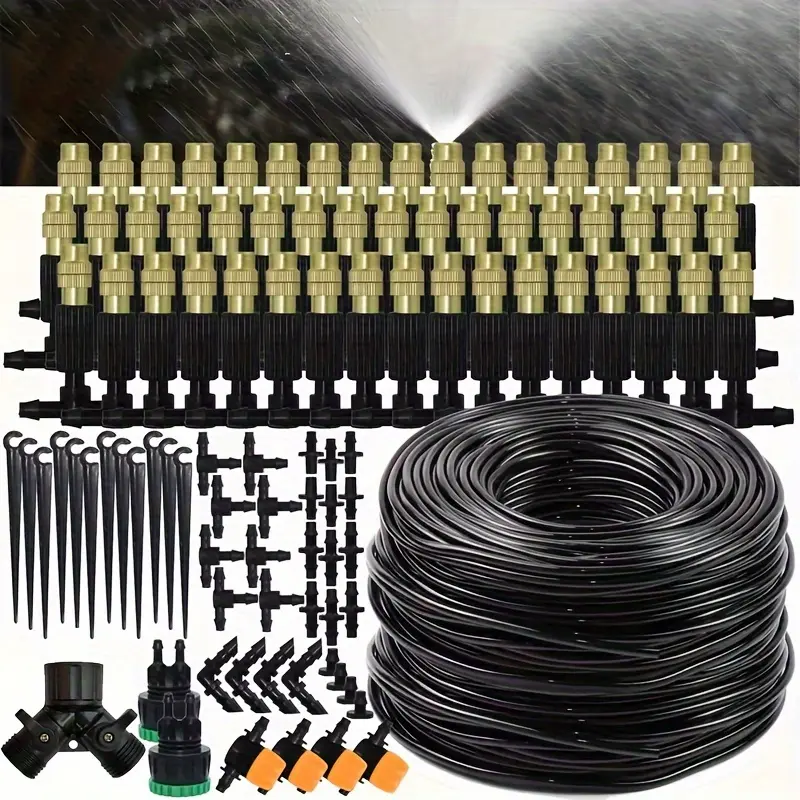 Automatic Drip Irrigation Kit - 4/7mm, Equipped with Brass Atomizing Nozzle, Sprinkler, Suitable for Lawns, Potted Plants and Greenhouses, Lawn Automatic Drip Irrigation System, Potted Plant Greenhouse, Automatic Watering System, Garden Irrigation System