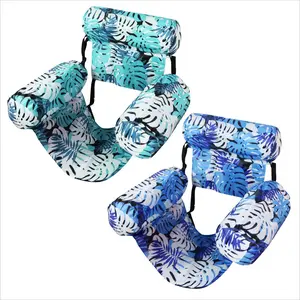 Heavy Duty Inflatable Floating Lounge Chairs for Adults, 1 Pack Tropical Print Pool Floats with Pump, Blow-Up Water Chair for Lake, Beach, River, Camping & Outdoor Summer Adventures,Summervibes