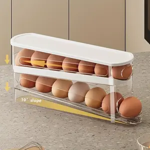 13-15 Eggs Automatic Flip Egg Rack, 3 Layers Refrigerator Door Egg Storage Box, Keep Fresh Kitchen Essential Space Saving Container