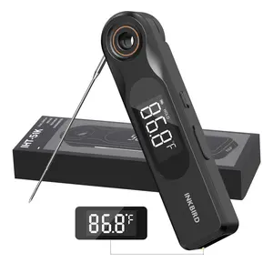 INKBIRD dual-screen display 0.5-second rechargeable instant-reading meat thermometer, suitable for cooking and barbecuing; professional-grade 1.8-millimeter ultra-fine probe, IP65 level waterproof kitchen thermometer, with magnet, Gill Smoker