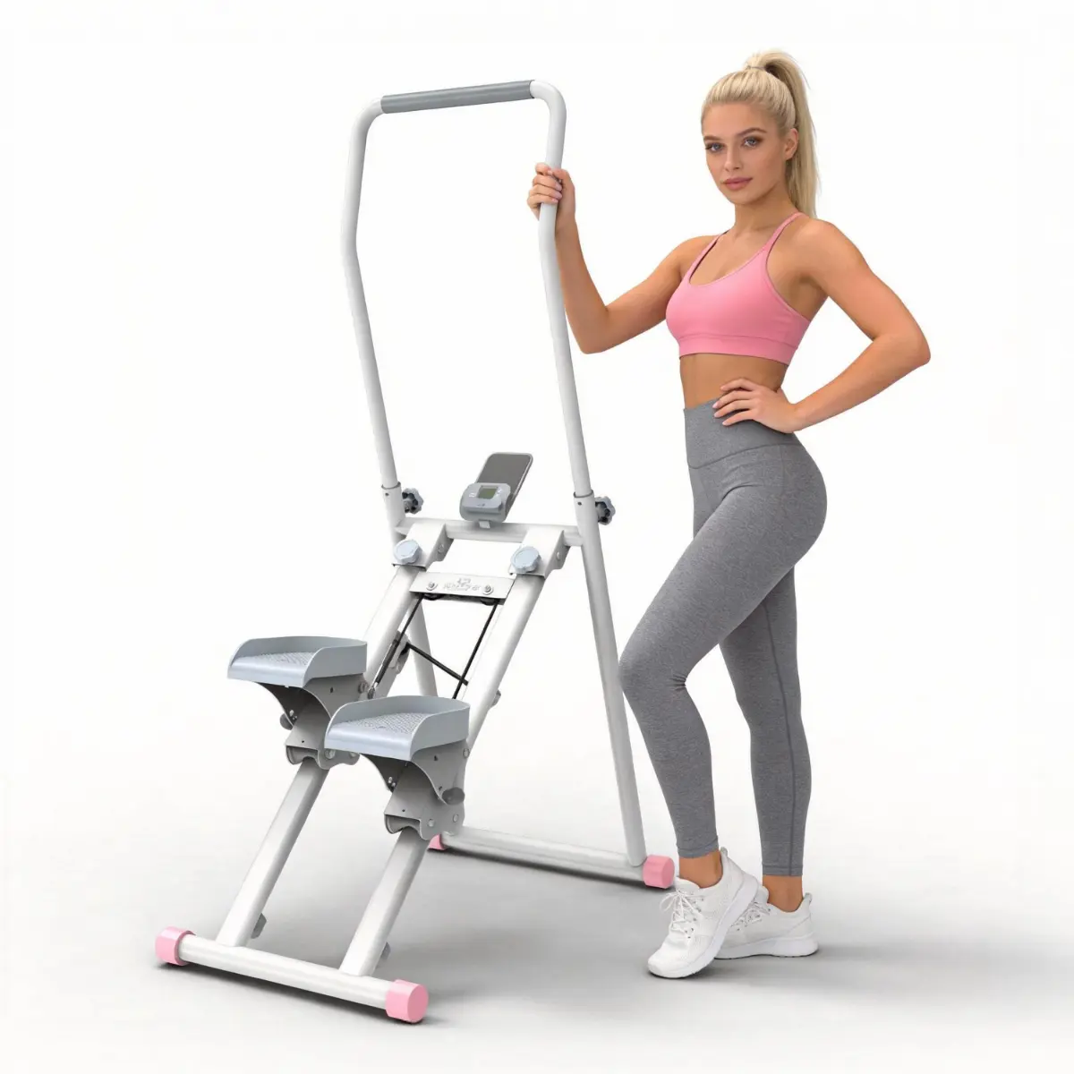 RELIFE Stair Stepper Folding Climber for Home Gym, 300LBS Capacity with Adjustable Handlebar and Pedals, Space-Saving Vertical Full-Body Exercise Machine for Men and Women, Summervibes