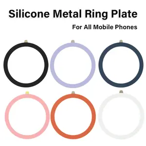 3-Piece Metal Sticker Set Universal Liquid Silicone Compatible Magsafe Smartphone Accessories Durable Round Ring Iron Sheet