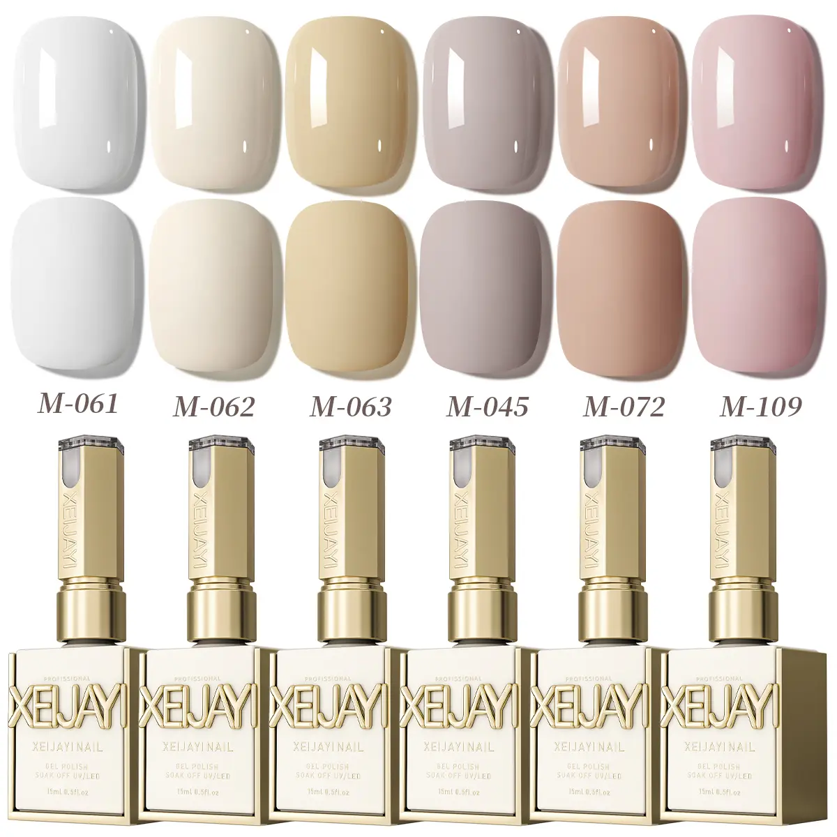 6PCS*15ML White 6 color series new popular white milk tea color cherry blossom powder nail polish gel fashion led ultraviolet gel gentle white series 6 colors high saturation color long-lasting firm does not hurt nails home salon nail DIY