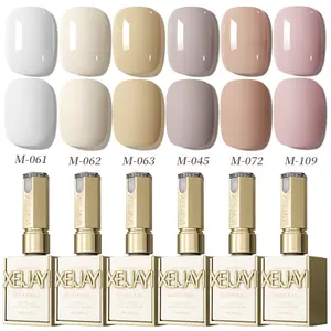 6PCS*15ML White 6 color series new popular white milk tea color cherry blossom powder nail polish gel fashion led ultraviolet gel gentle white series 6 colors high saturation color long-lasting firm does not hurt nails home salon nail DIY