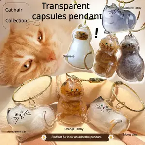 Clear Cat Fur Keepsake Charm,Collect & Carry Cat Hair,Portable Meowmory Fur Capsule Keychain,Portable Memorial Keychain for Pet Lovers, Customizable Cat Hair Jewelry Gift