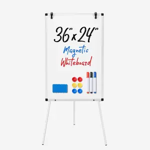 White Board Easel 36 x 24 Inches with a Magnetic Dry Erase Surface a Smooth Aluminum Frame for Easy Erasing and a Height Adjustable Tripod Stand for a Classroom