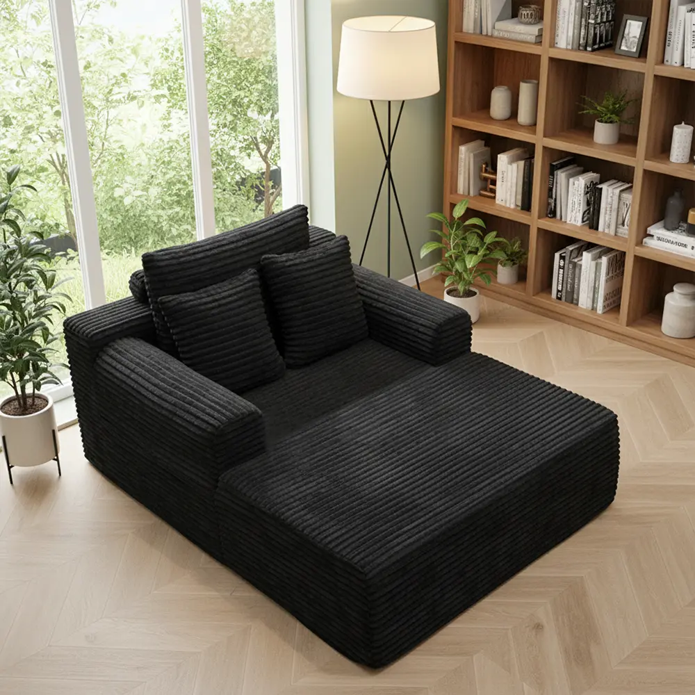 Convertible Sleeper Sofa Bed - Modern Oversized Boneless Reclining Multi-Purpose Couch with Memory Foam Deep Seats, Champagne Suede Upholstery, No-Assembly Indoor Apartment Furniture for Living Room, Bedrooms