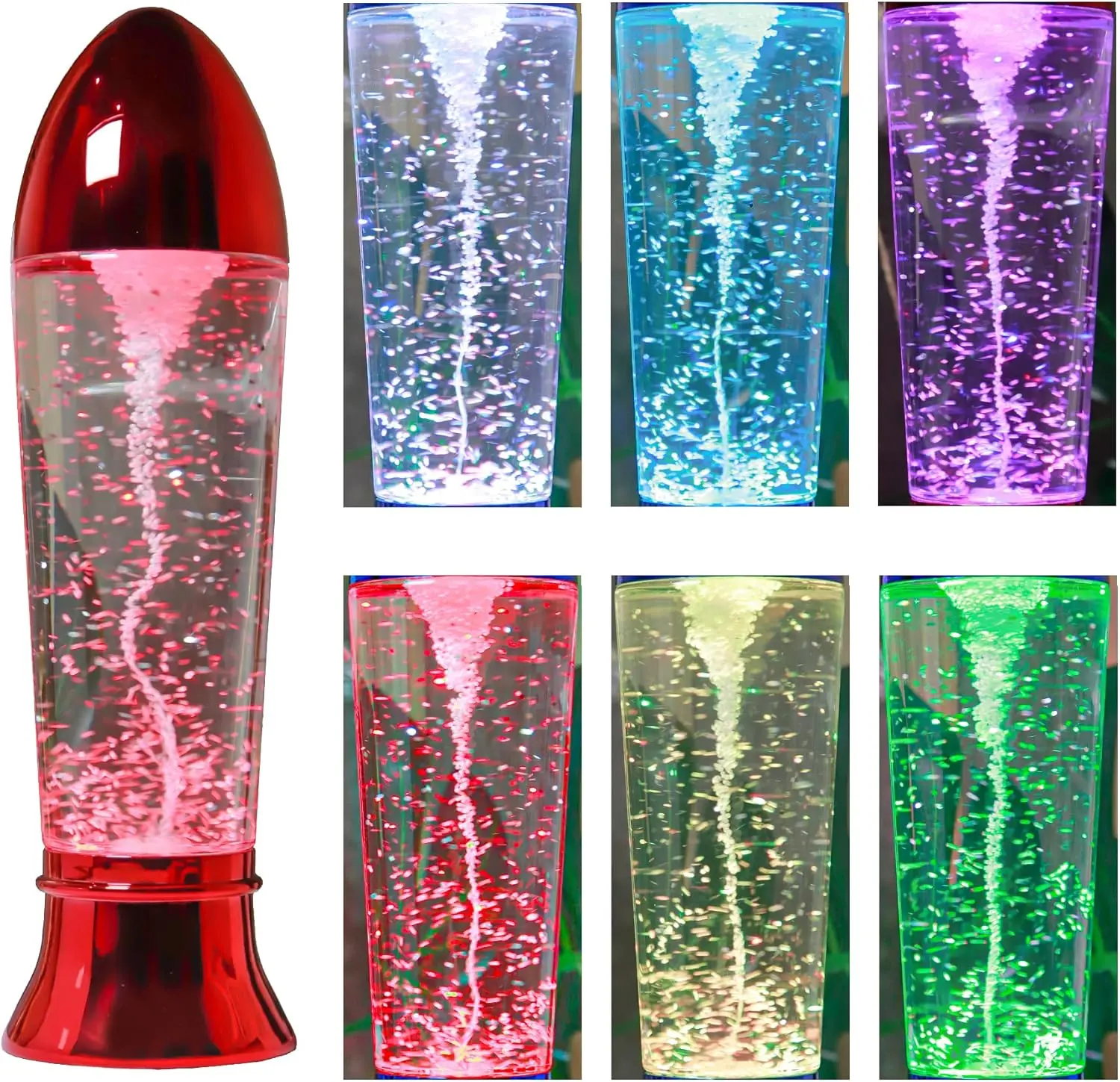 10.5" Plastic Tornado Lamp - LED Color Changing Family Home Decor, Battery/USB Operated Tornado Maker Science Toy, Christmas Decoration (Batteries Not Included)