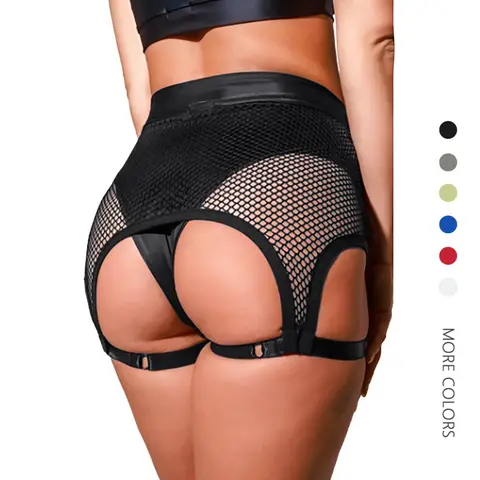 Danedvi Women's High-Rise Active Hot Pants - Tight Cut-Out Butt-Lifting Shiny Mesh BBL, Pull-On Stretch Fit Dancing Figure-Enhancing Athleisure Bottoms for Dance, Plus Size Athletic Wear