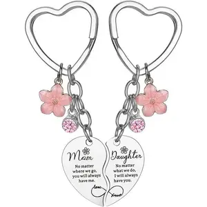 2 Pcs Mother Daughter Heart Matching Keyring Keychain Set Gifts For Mom Mothers Day Gifts from Daughter Christmas Gift