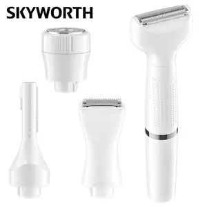Skyworth Electric Trimmer for Man & Women, Rechargeable 4 in 1 Body & Facial Hair Removal, Waterproof Wet & Dry Use Precise Safe Trimmer