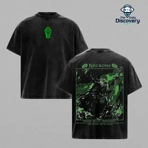 Warhammer 40K Necrons Shirt Silent King Vintage Washed Oversized Tee Hoodie Retro Gaming Szarekh Graphic Tee Faded Streetwear Cyber Goth Y2K Aesthetic Merch Gift for Game Fan