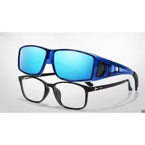 Polarized Men's Sunglasses, High Quality Lightweight Rectangular Frames with Blue Mirror Lenses, UV400 for Myopia, Driving & Outdoors, High Quality Sunglasses