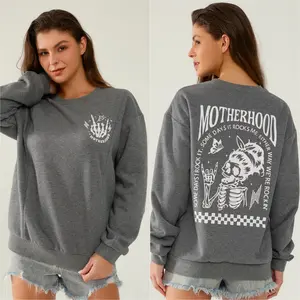 Giftifymama Women's Long Sleeve Pullover Sweatshirt Fleece Nursing Maternity Sweatshirt Cotton Zip Nursing Pullover Crew Neck Drop Shoulder Oversized Style Pregnancy Clothes  Spring & Autumn Wear  Convenient for Nursing Mother’s Day gift New Year gift