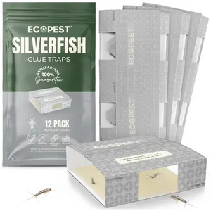 Silverfish Glue Traps – 12 Pack | Sticky Indoor Pest Control Trap for Silverfish