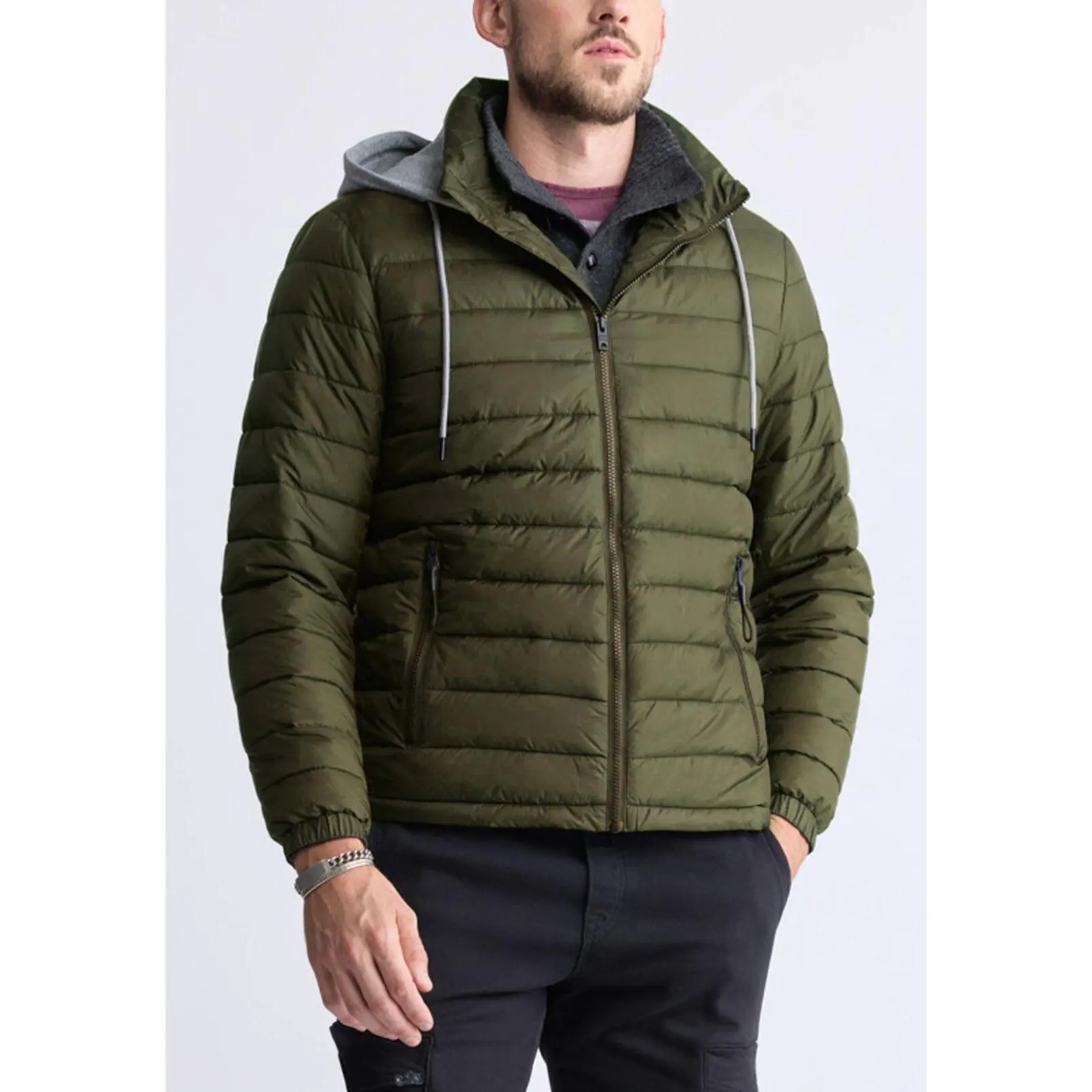 Vince Men's Quilted Zip-Up Jacket, Sphagnum - OBMFE003