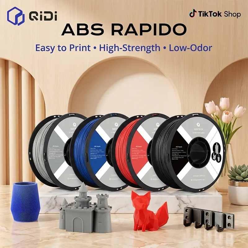 QIDI ABS Rapido Filament 1.75mm, 3D Printer Filament 1kg Spool (2.2lbs), Suitable for Hyper Speed Printing, 3D Printing Filament Fit Most FDM 3D Printers, Highly Resistant