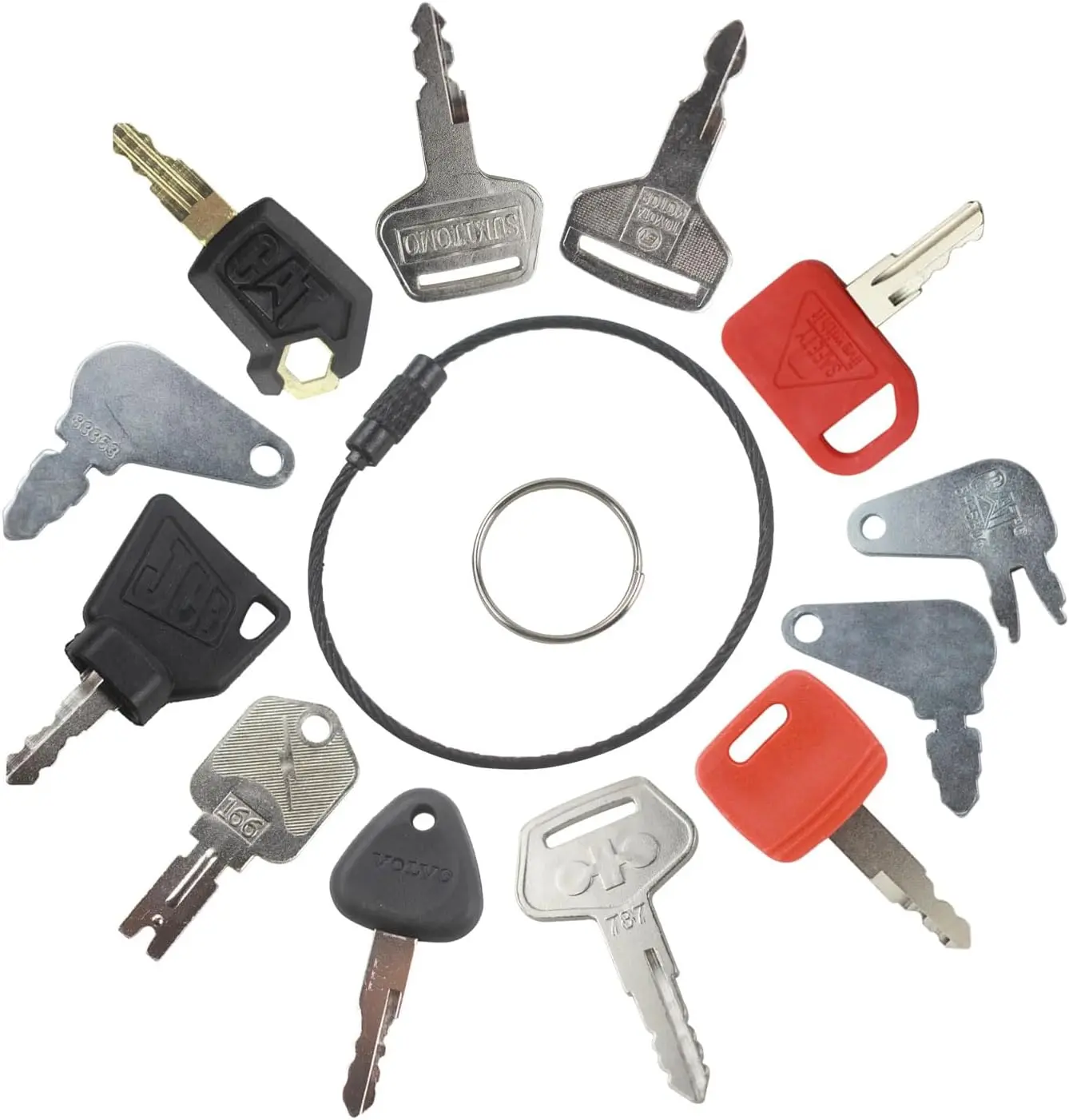 12-Piece Replacement Ignition Lock and Key Set - Solid Heavy Duty Zinc Alloy Package with Key Ring, Compatible with Caterpillar, JD, Bobcat Forklifts, Excavators, Case Dozers, for Operators, Diy Backyard Builders