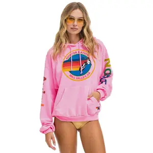 AVIATOR NATION MILL VALLEY RELAXED PULLOVER HOODIE - NEON PINK