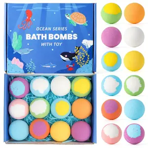 12-Pack Bath Bomb Toys for Kids Summer Time with Surprise Inside Fizzy Easter Bombs Cute Mini Gifts Set Fun Ocean Creature Basket Stuffers Birthday Holiday Present Body Care (1set)