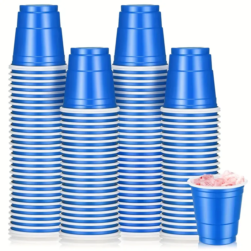 100 Pack 2 Oz Durable Plastic Shot Glasses, Mini Disposable Party Cups, Beverage Cups, Drinking Cups, Disposable Drinkware, Party Supplies, Ideal for Weddings, Graduation Parties, Beer Tasting, Snack Samples