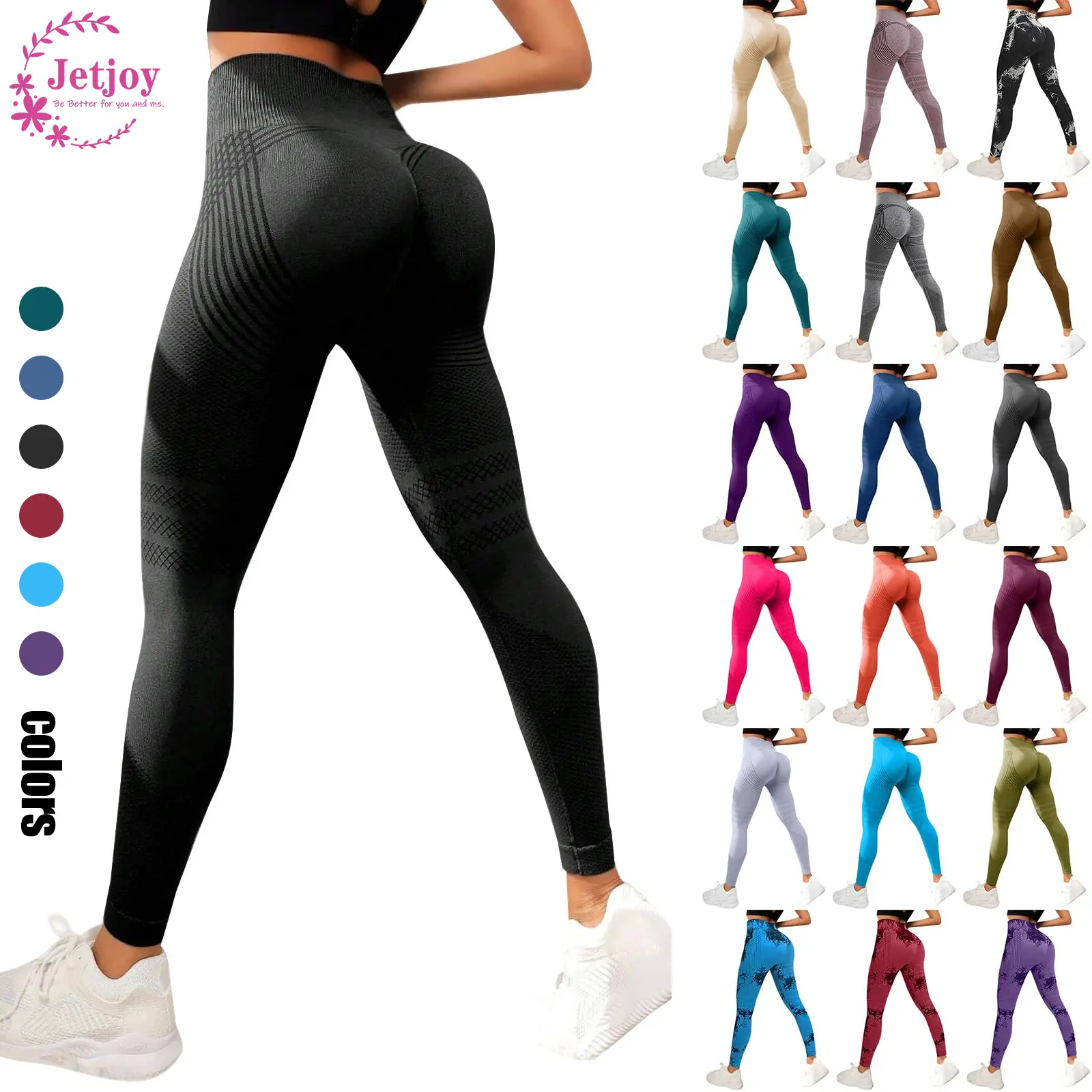 Jetjoy 3D Anti Cellulite Compression Leggings for Women,High Waisted Butt Lifting Tummy Control Seamless Leggings, Resistance Band Body Sculpting Running Workout Gym czy Yoga Pants