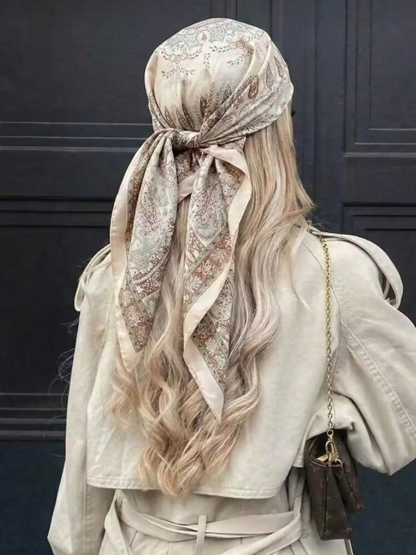 Luxury Satin Paisley Print Silk Scarf, Boho Style Scarf, Bohemian Multi-Use Shawl, Fashion Shawl, High-Quality Bandana, Color Block Edge Headscarf, Commuting Travel Decorative Wrap