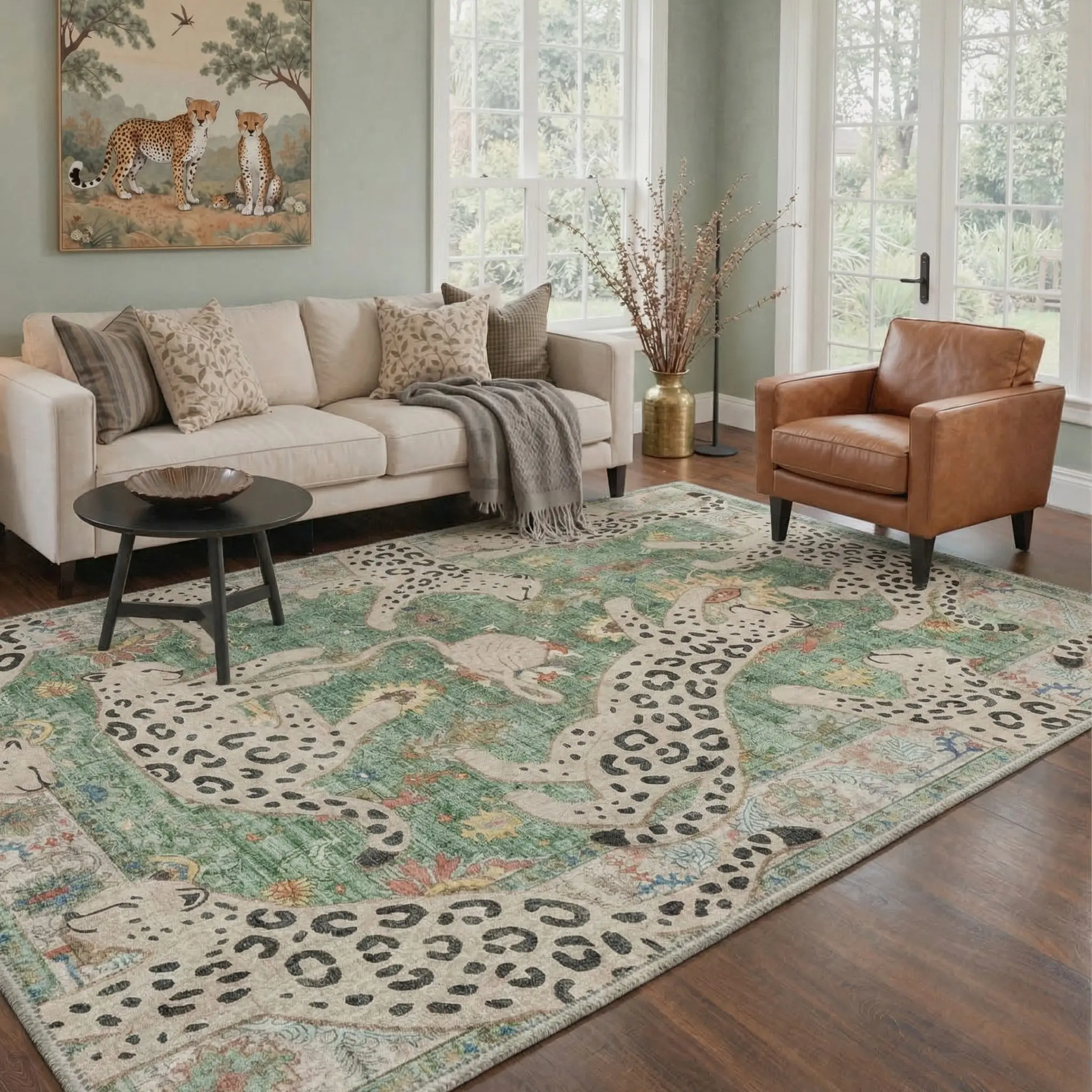 【Back To School】GENIMO Carpet – Soft, Non-Slip, Pet Friendly, Machine Washable Area Rug, Floor Rug Perfect for Living Room, Bedroom, Kitchen, Hallway, Modern Home Decor ,ARN1770-JADE
