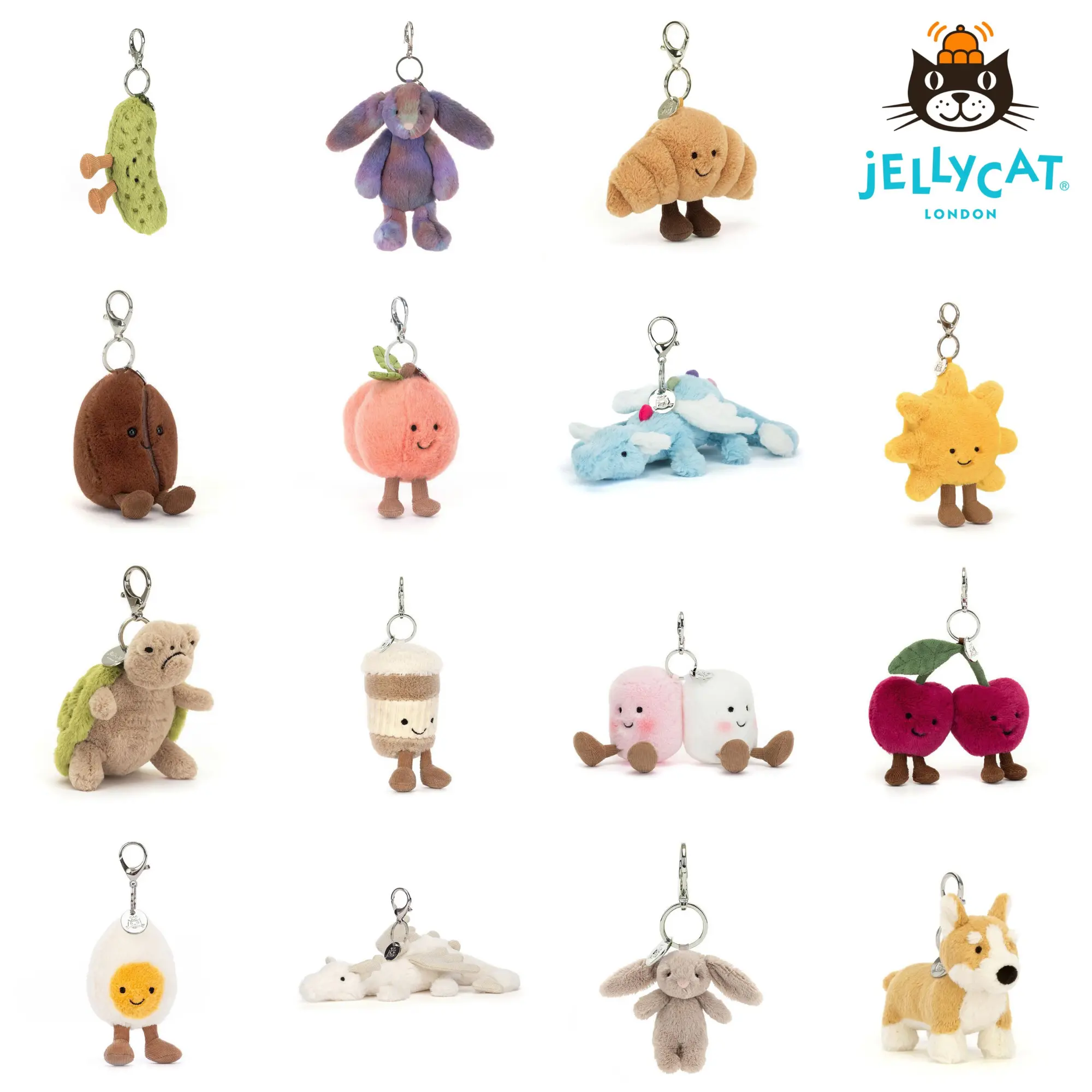 Jellycat Bag Charm Collection - Cute Mini Stuffed Animal Keyring, Soft Bag Charm, Birthday Gift for Kids, Collectors' Fashion Accessory