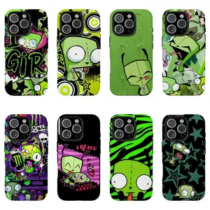 Retro Nickelodeon Cartoon Fan Merch Invader Zim GIR Graphic Art Tough Phone Case. Edgy Y2K Sci Fi Aesthetic Rugged Shockproof Protective Cover For iPhone 17 Pro Max 16 Air 15 14 13 12 11.