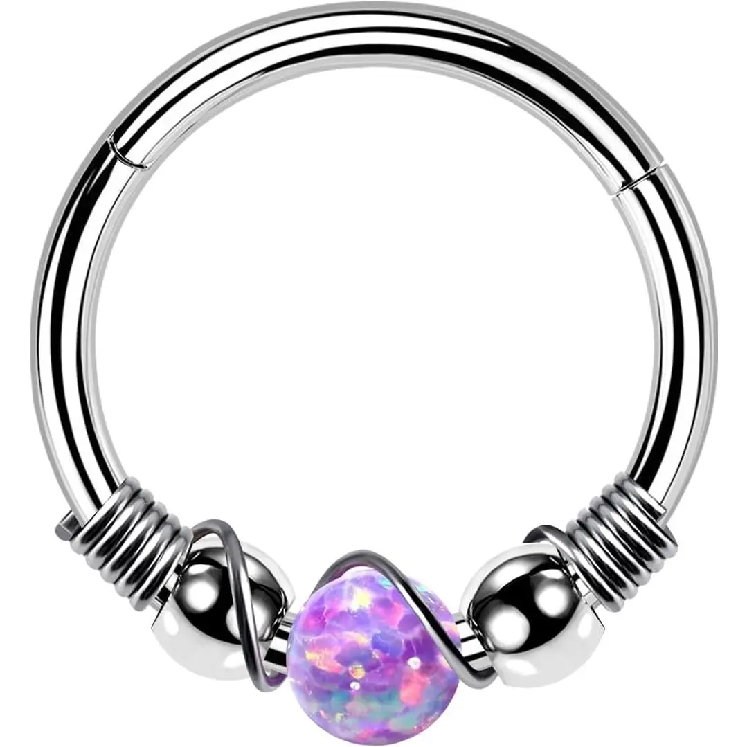 Nose Ring Hoop, 316L Surgical Steel Opal Septum Ring, 18G 20g Cartilage Earring for Women Helix Daith Tragus Nose Labret Lip Piercing  7mm/8mm/10mm