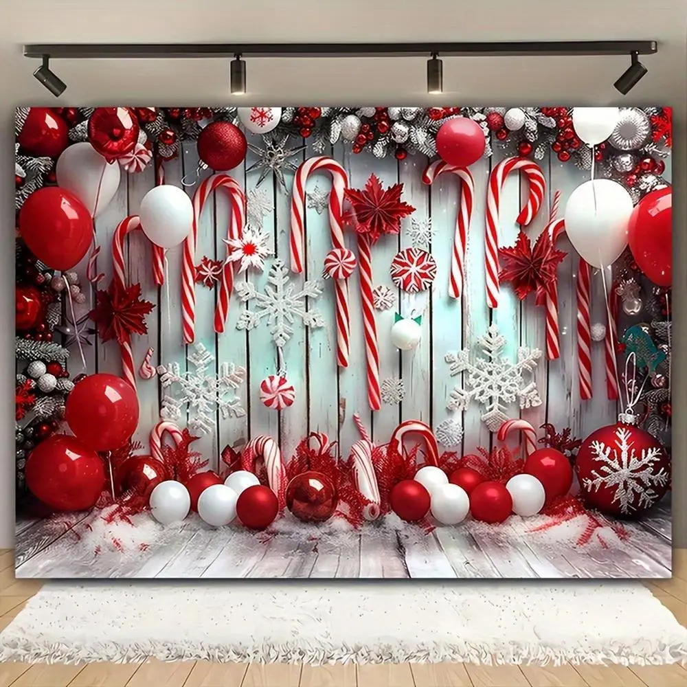 1pc Polyester 2D Flat Winter Wonderland Steam Train Photo Booth Backdrop Banner - Snowy Pine Trees, Moonlit Night, Snowfall, for Christmas Party Decoration Supplies, Living Room Use
