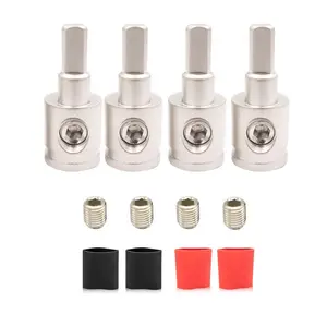 4Pcs Amp Input Reducer 0 Gauge to 4 Gauge Wire Reducer Power/Ground GA Adapters Audio Amplifier Cable Terminals Nickel Plated Brass with Heat Shrink Tubing - Home Improvement.