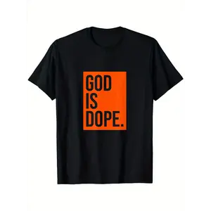 God Is Dope Religion Christian T-Shirt, Suitable for Unisex Personality Casual Round Neck Outdoor Short-Sleeved T-Shirt, Men'S Summer Clothes, Mens T Shirt, Slightly Elastic, 100% Cotton