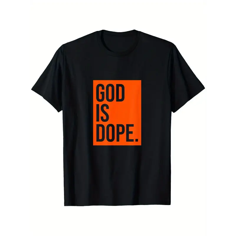 God Is Dope Religion Christian T-Shirt, Suitable for Unisex Personality Casual Round Neck Outdoor Short-Sleeved T-Shirt, Men'S Summer Clothes, Mens T Shirt, Slightly Elastic, 100% Cotton